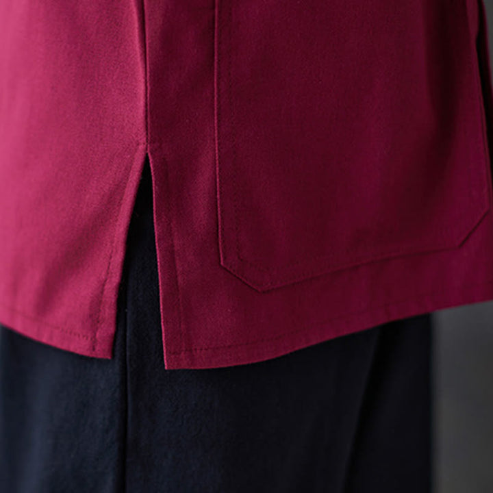 Buddha Stones Women's Frog-Button Long Sleeve Shirt Pants Meditation Cotton Linen Clothing - image 13