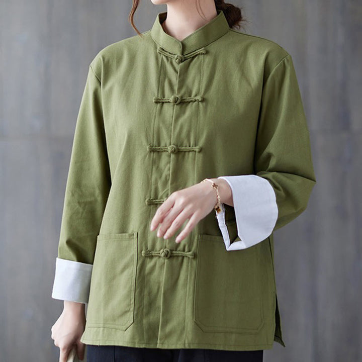 Buddha Stones Women's Frog-Button Long Sleeve Shirt Pants Meditation Clothing - image 1