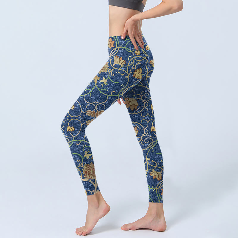 Buddha Stones Lotus Flowers Print Gym Leggings Women's Yoga Pants