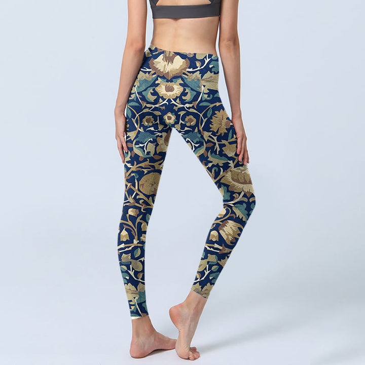 Buddha Stones Interconnected Lotus Flowers Pattern Gym Leggings Women's Yoga Pants