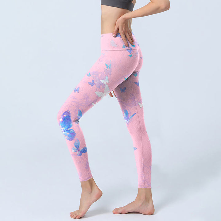 Buddha Stones Butterfly Print Gym Leggings Women's Yoga Pants - image 2