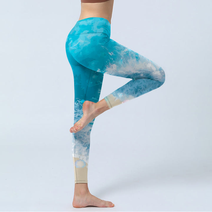 Buddha Stones Ocean Waves Fish Gym Leggings Women's Yoga Pants - image 2