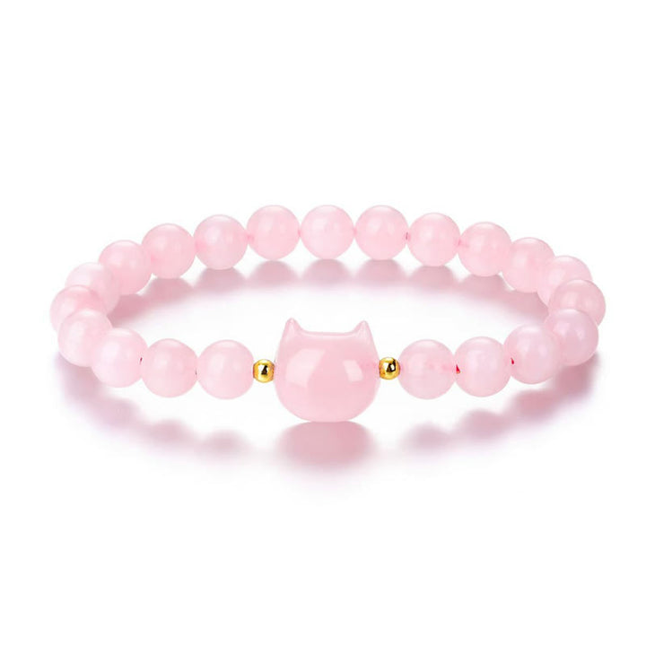 Buddha Stones Amethyst Green Aventurine Rose Quartz Fluorite Cat Head Balance Luck Bracelet - image 14