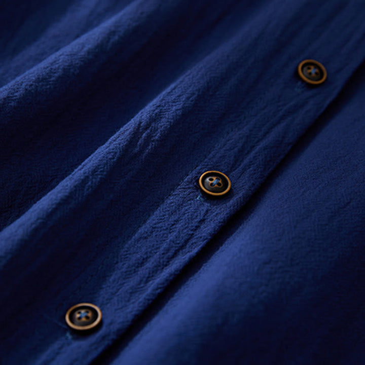 Buddha Stones Geometry Embroidery Long Sleeve Button Cotton Linen Women's Shirts - image 20