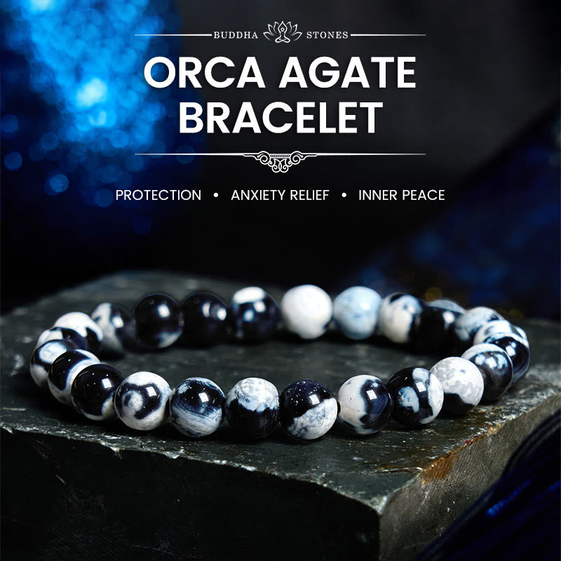 Buddha Stones "May the Stars Guide Your Dreams" Orca Agate Bracelet Includes Gift Message Card - image 1