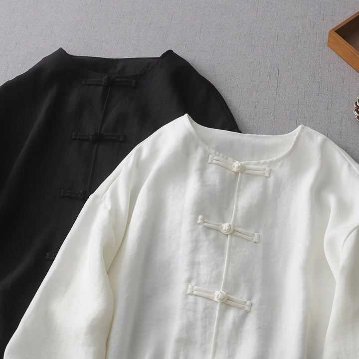 Buddha Stones Solid Color Button Long Sleeve Women's Shirt - image 11