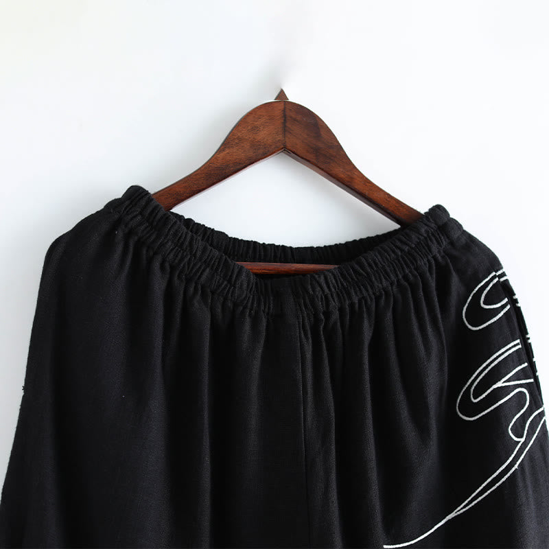 Buddha Stones Clouds Elastic Waist Ethnic Cotton Men's Pants With Pockets - image 9