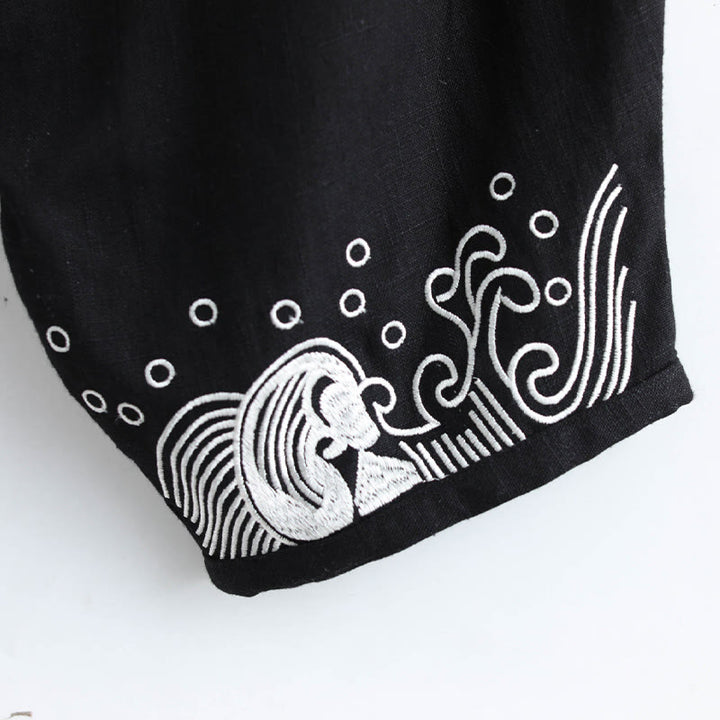 Buddha Stones Clouds Elastic Waist Ethnic Cotton Men's Pants With Pockets - image 11