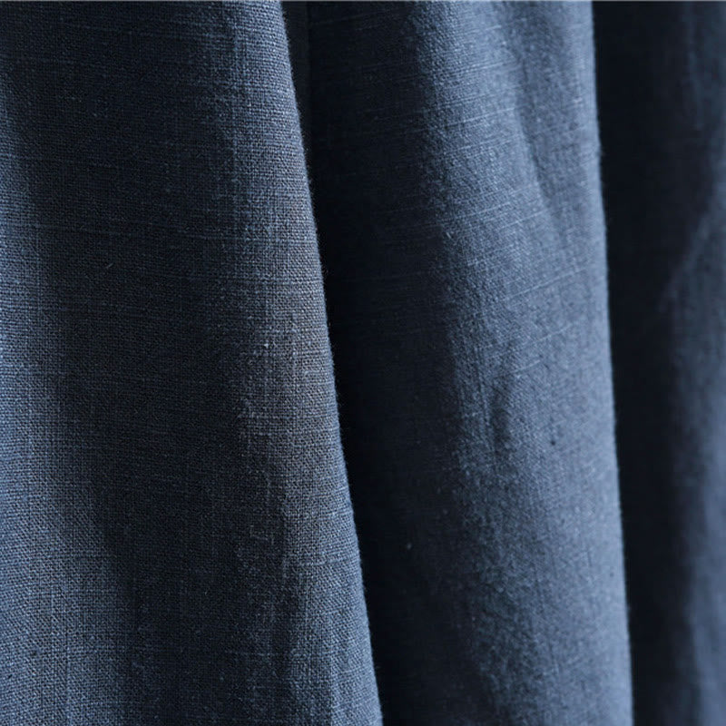 Buddha Stones Casual Plain Color Elastic Drawstring Ramie Linen Men's Pants With Pockets - image 23