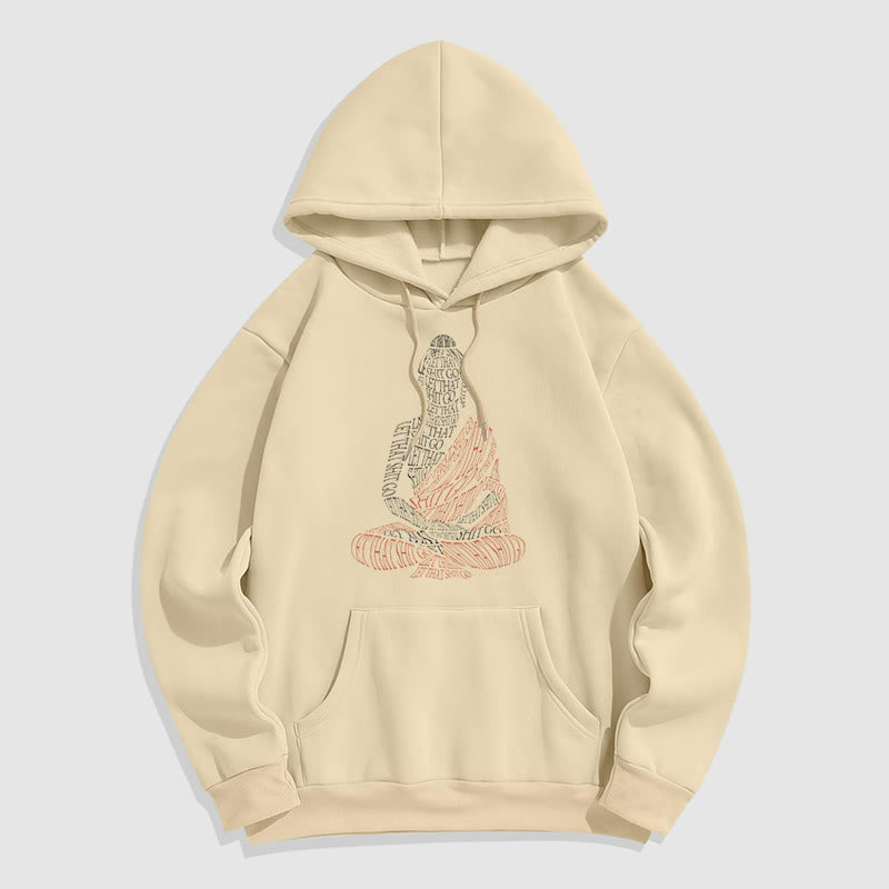 Buddha Stones Meditating Buddha Let That Shit Go Pattern Fleece Lined Hoodie