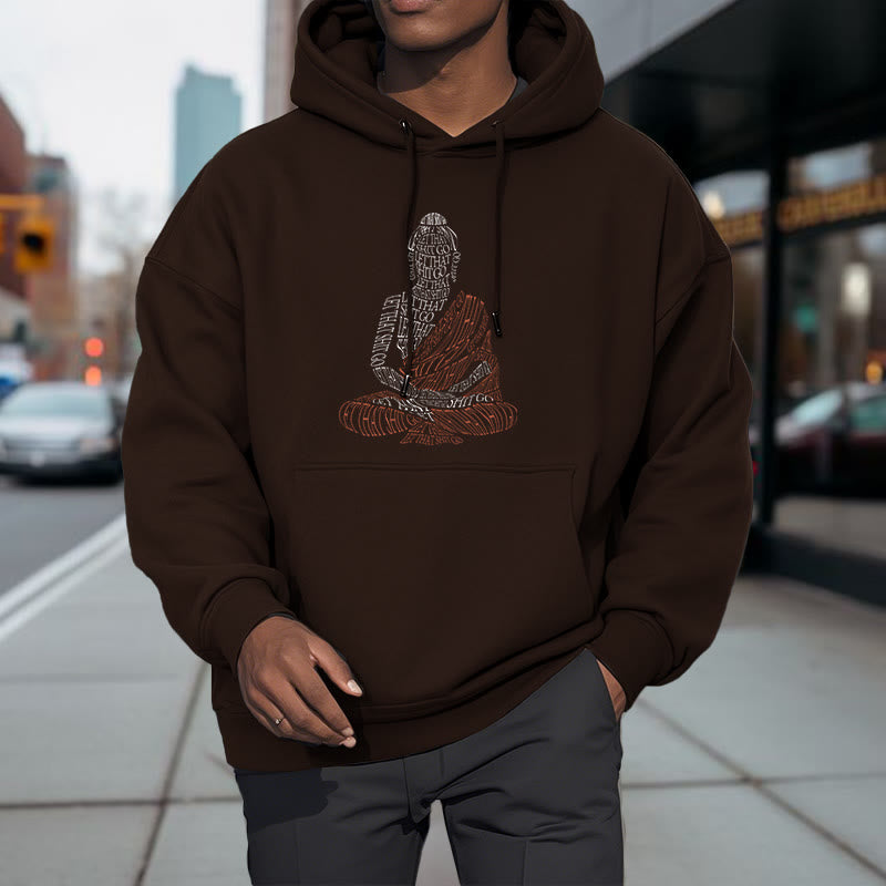 Buddha Stones Meditating Buddha Let That Shit Go Pattern Fleece Lined Hoodie