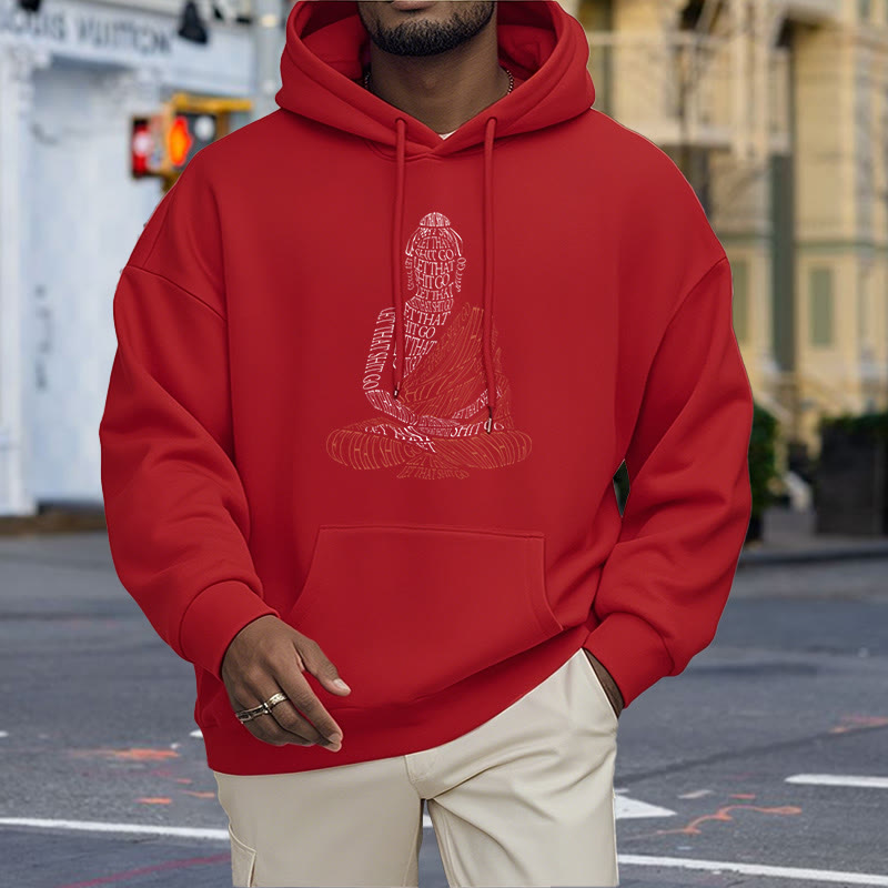 Buddha Stones Meditating Buddha Let That Shit Go Pattern Fleece Lined Hoodie