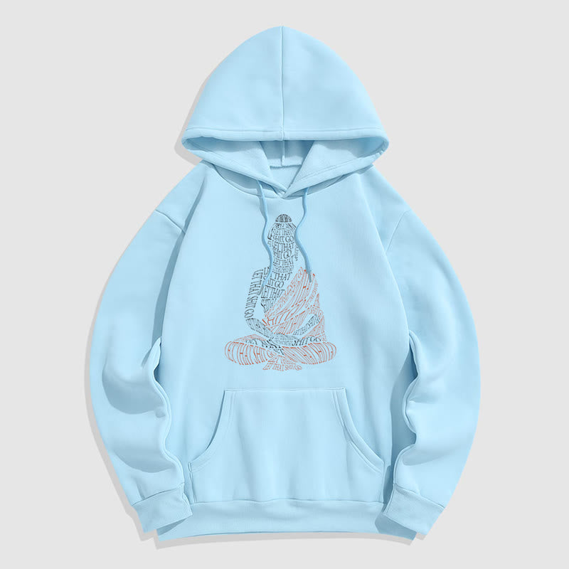 Buddha Stones Meditating Buddha Let That Shit Go Pattern Fleece Lined Hoodie