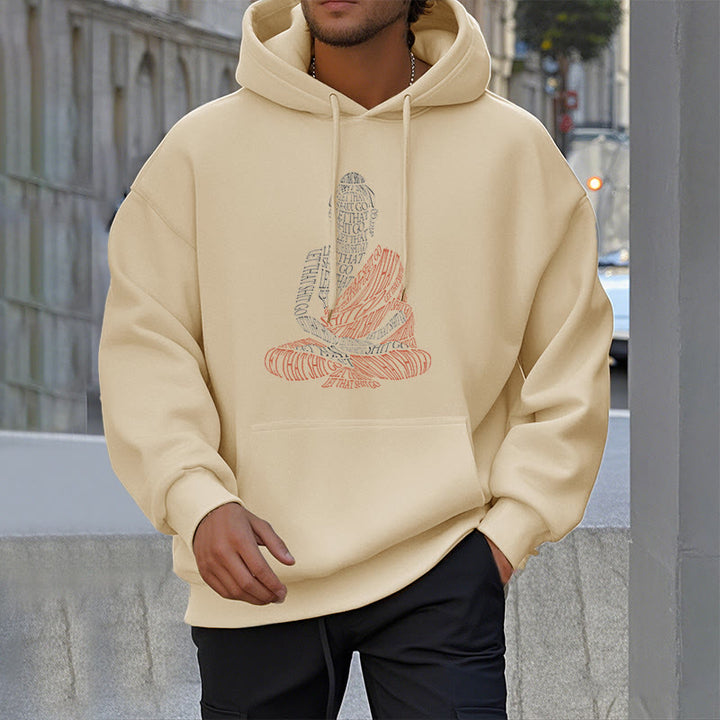 Buddha Stones Meditating Buddha Let That Shit Go Pattern Fleece Lined Hoodie