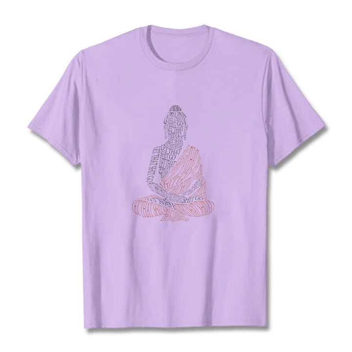 Buddha Stones Meditating Buddha Let That Shit Go Pattern Tee T-shirt - Plum - 2XL - image 17