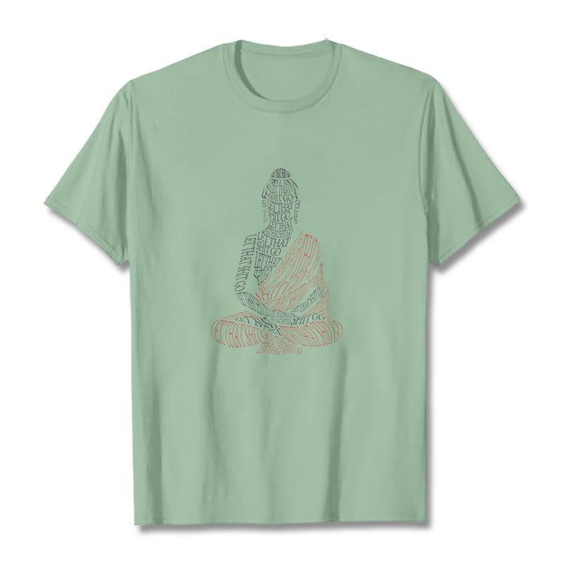 Buddha Stones Meditating Buddha Let That Shit Go Pattern Tee T-shirt - PaleGreen - 2XL - image 15