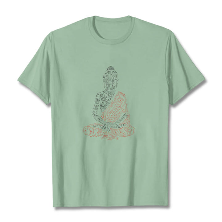 Buddha Stones Meditating Buddha Let That Shit Go Pattern Tee T-shirt - PaleGreen - 2XL - image 15