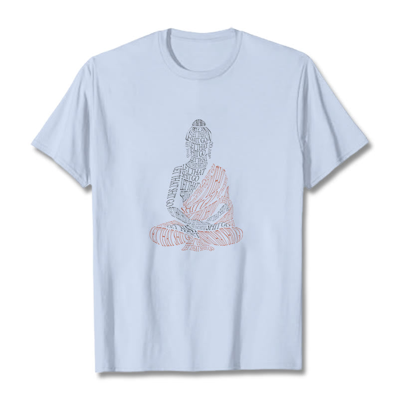 Buddha Stones Meditating Buddha Let That Shit Go Pattern Tee T-shirt - LightCyan - 2XL - image 19