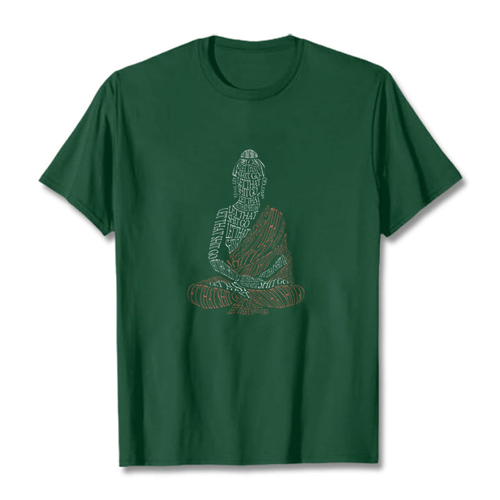 Buddha Stones Meditating Buddha Let That Shit Go Pattern Tee T-shirt - ForestGreen - 2XL - image 11