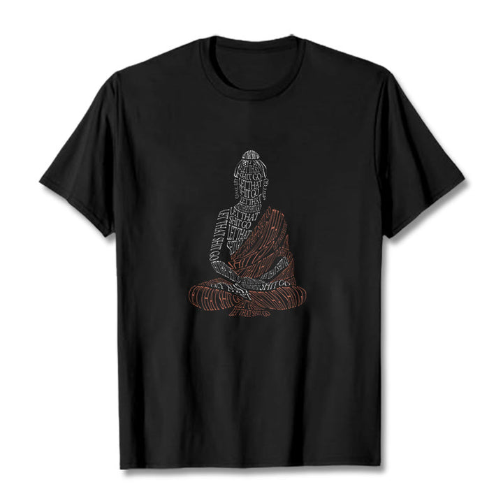 Buddha Stones Meditating Buddha Let That Shit Go Pattern Tee T-shirt - Black - 2XL - image 5
