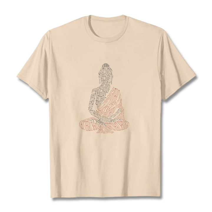 Buddha Stones Meditating Buddha Let That Shit Go Pattern Tee T-shirt - Bisque - 2XL - image 9