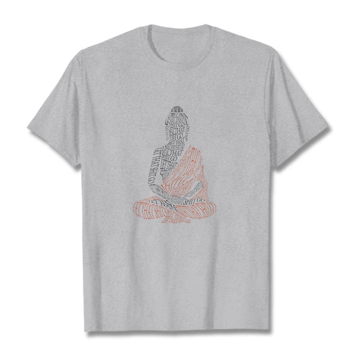 Buddha Stones Meditating Buddha Let That Shit Go Pattern Tee T-shirt - LightGrey - 2XL - image 20