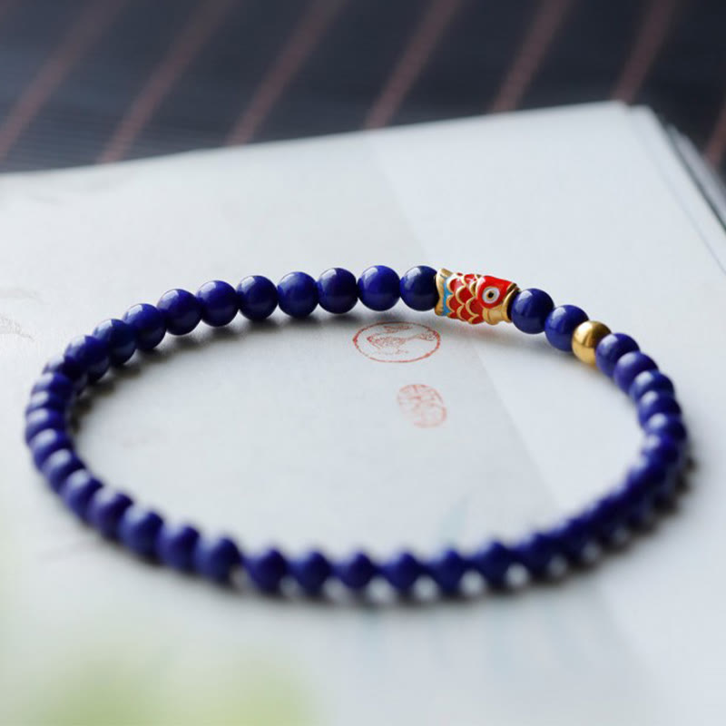 Buddha Stones Lazurite Lapis Lazuli Koi Fish Positive Bracelet - image 2