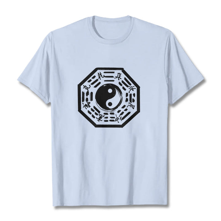 Buddha Stones Ba Gua Pattern Cotton Tee T-shirt - LightCyan - 2XL - image 11