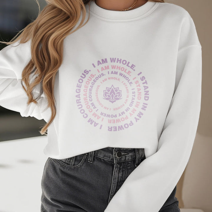 Buddha Stones Lotus I Am Courageous Fleece Lined Sweatshirt