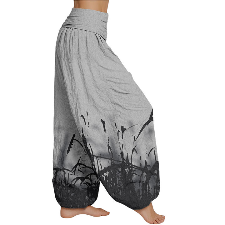 Buddha Stones Wild Grass Pattern Women's Elastic Waist Harem Pants