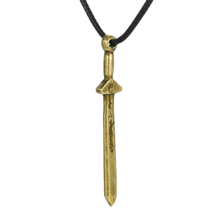 Buddha Stones Vintage Yin Yang Copper Sword Balance Necklace Pendant - image 8