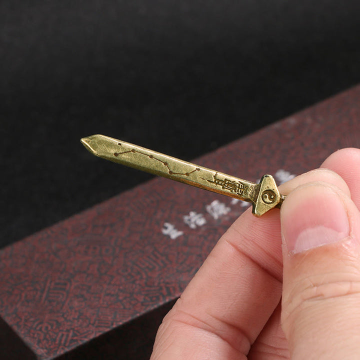 Buddha Stones Vintage Yin Yang Copper Sword Balance Necklace Pendant - image 4