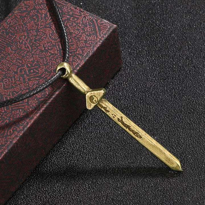 Buddha Stones Vintage Yin Yang Copper Sword Balance Necklace Pendant - Copper Sword - image 1