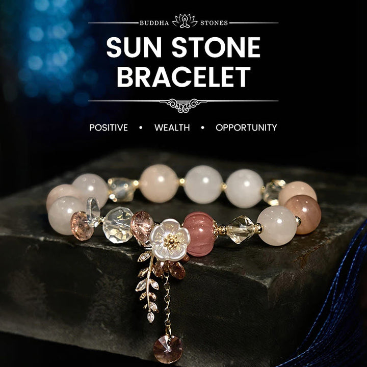 Buddha Stones "Wishing You Light and Happiness" Sun Stone Bracelet Includes Gift Message Card - image 1