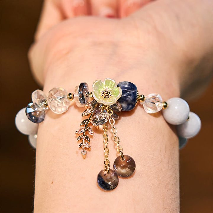 Buddha Stones "Sending You Peace and Grace" Blue Crystal Flower Bracelet Includes Gift Message Card - image 11