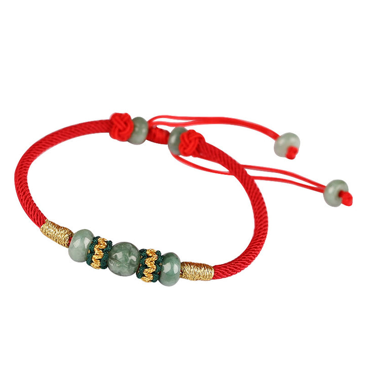 Buddha Stones Jade Abacus Bead Prosperity Red String Rope Bracelet