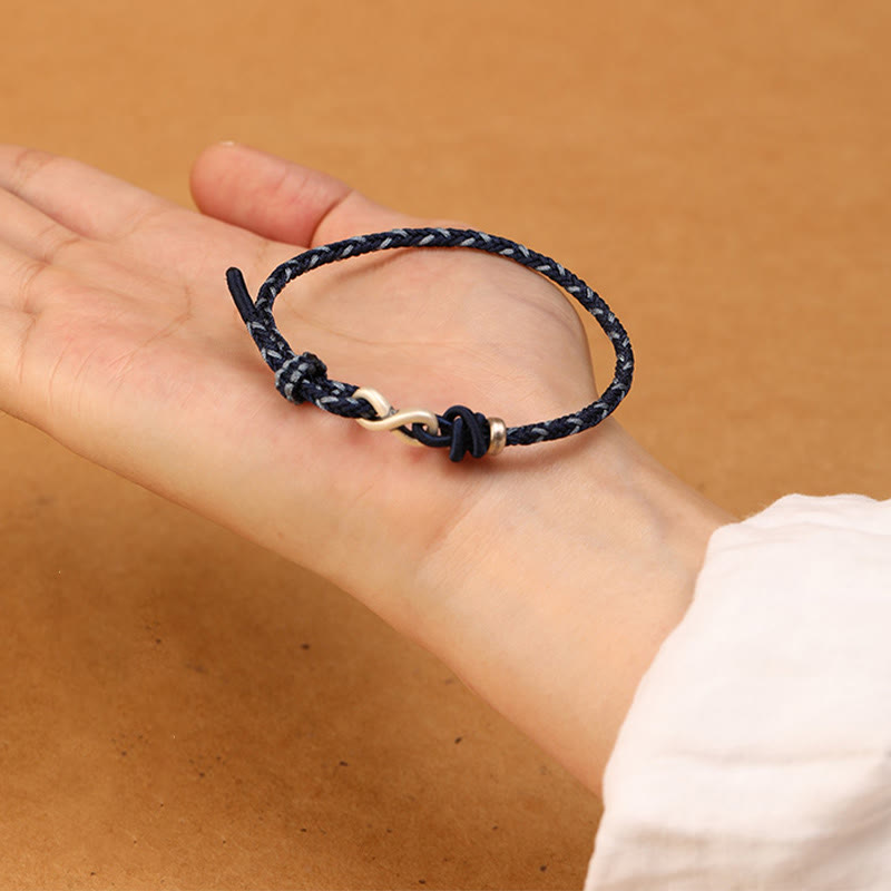 Buddha Stones Handmade 999 Sterling Silver Endless Knot Infinity Symbol Luck Rope Bracelet - image 13