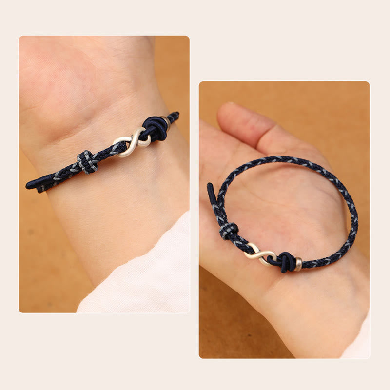 Buddha Stones Handmade 999 Sterling Silver Endless Knot Infinity Symbol Luck Rope Bracelet - image 14