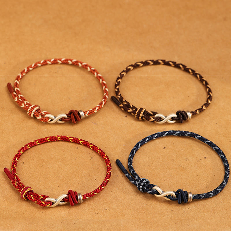 Buddha Stones Handmade 999 Sterling Silver Endless Knot Infinity Symbol Luck Rope Bracelet - image 1