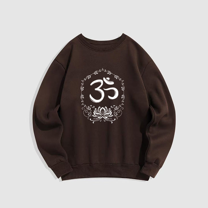 Buddha Stones OM Lotus Design Fleece Lined Polyester Sweatshirt