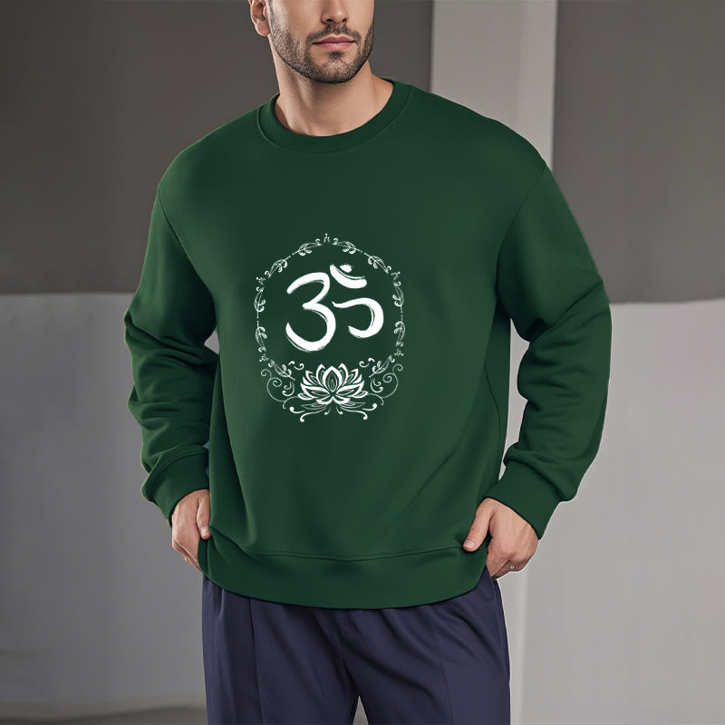 Buddha Stones OM Lotus Design Fleece Lined Polyester Sweatshirt