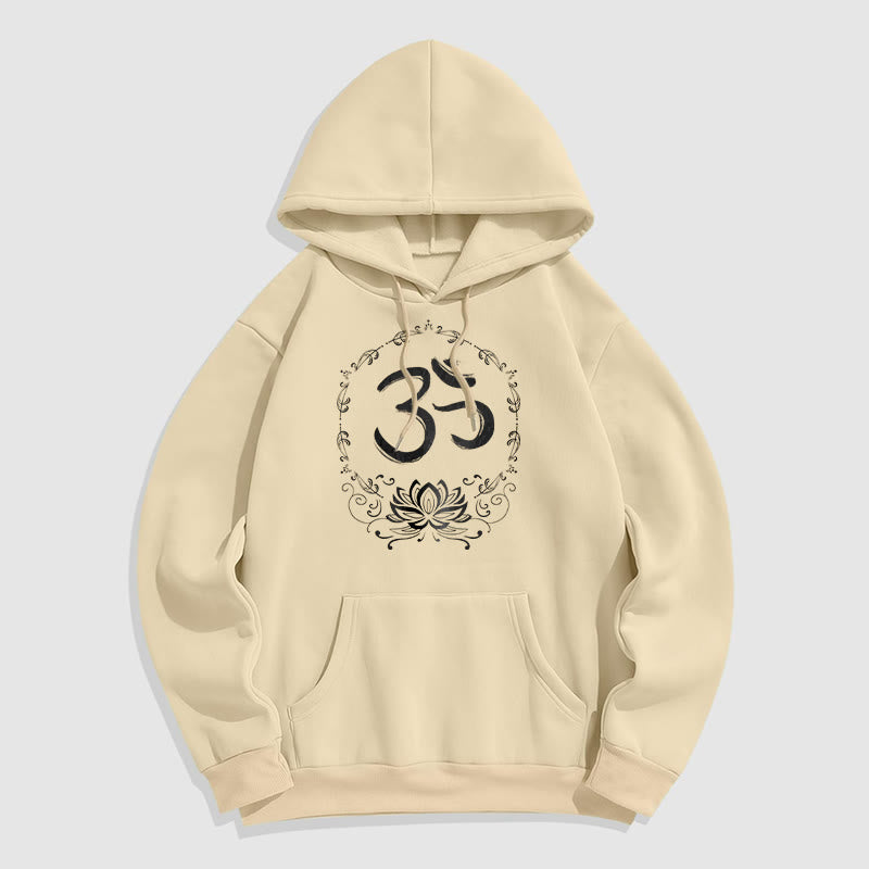 Buddha Stones OM Lotus Sketch Fleece Lined Hoodie