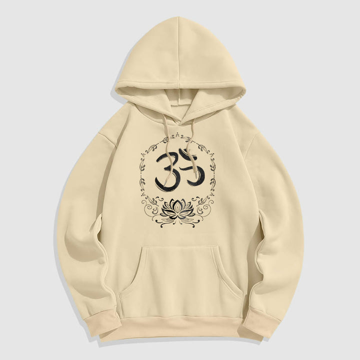 Buddha Stones OM Lotus Sketch Fleece Lined Hoodie