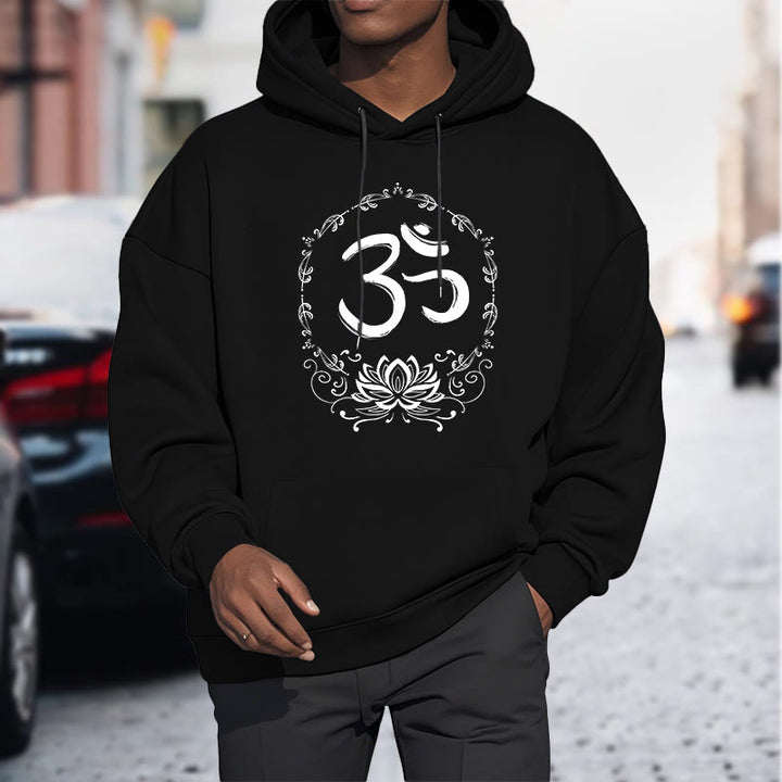 Buddha Stones OM Lotus Sketch Fleece Lined Hoodie