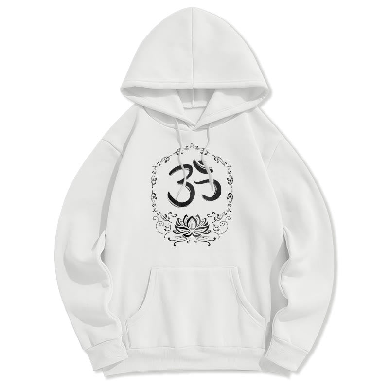 Buddha Stones OM Lotus Sketch Fleece Lined Hoodie