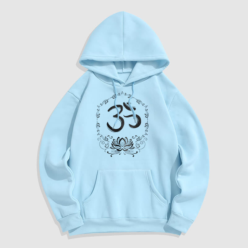 Buddha Stones OM Lotus Sketch Fleece Lined Hoodie