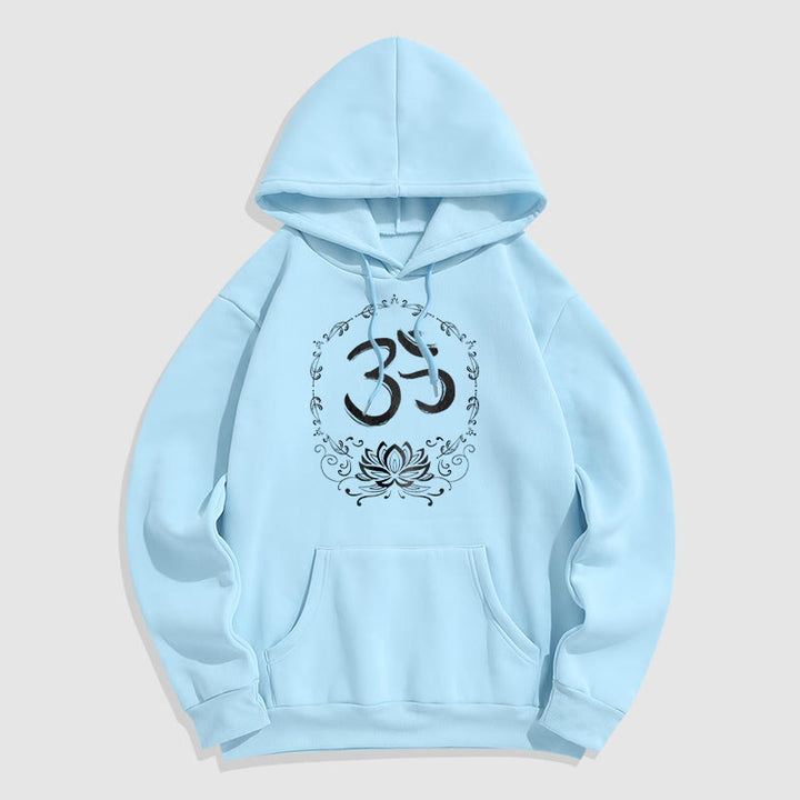 Buddha Stones OM Lotus Sketch Fleece Lined Hoodie