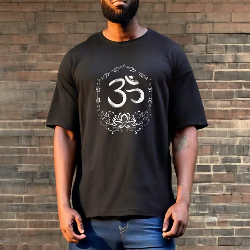 Buddha Stones OM Lotus Sketch Cotton Tee T-shirt - image 2