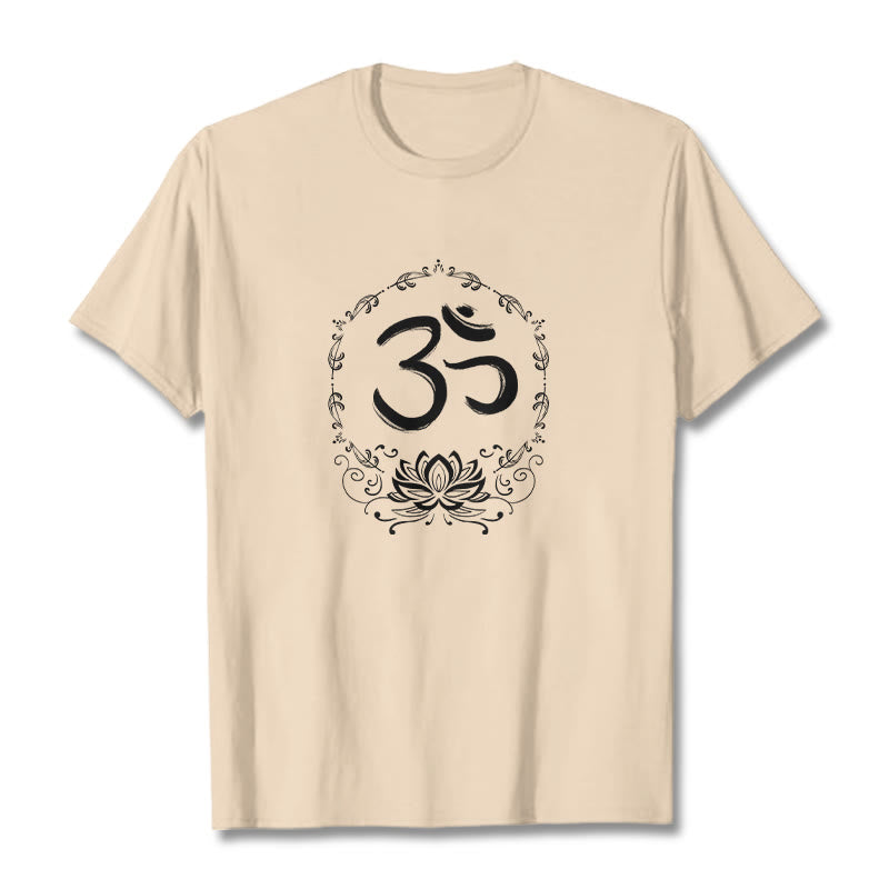 Buddha Stones OM Lotus Sketch Cotton Tee T-shirt - Bisque - 2XL - image 12