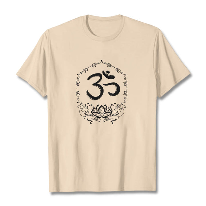 Buddha Stones OM Lotus Sketch Cotton Tee T-shirt - Bisque - 2XL - image 12